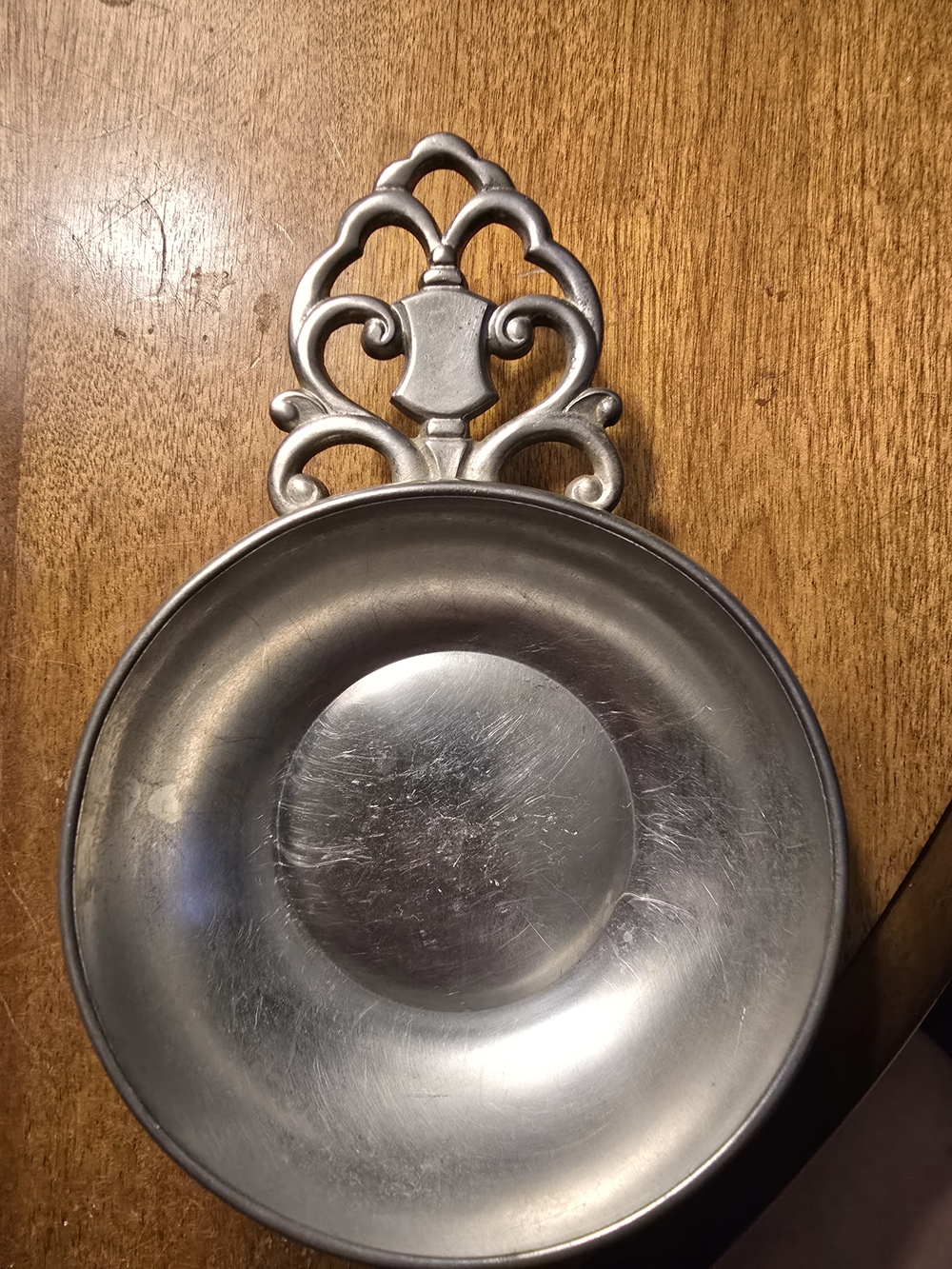 Vintage Royal Holland KMD Daalderop Porringer Bowl In Pewter With Ornate Handle